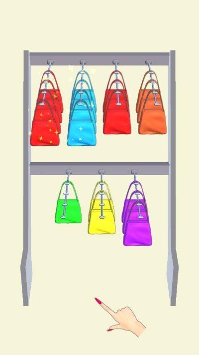 货架背包整理最新版(bagsortpuzzle)下载,货架背包整理,收纳游戏