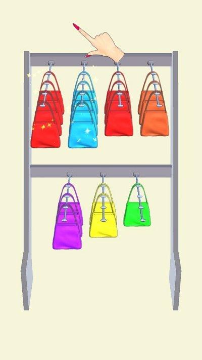 货架背包整理最新版(bagsortpuzzle)下载,货架背包整理,收纳游戏